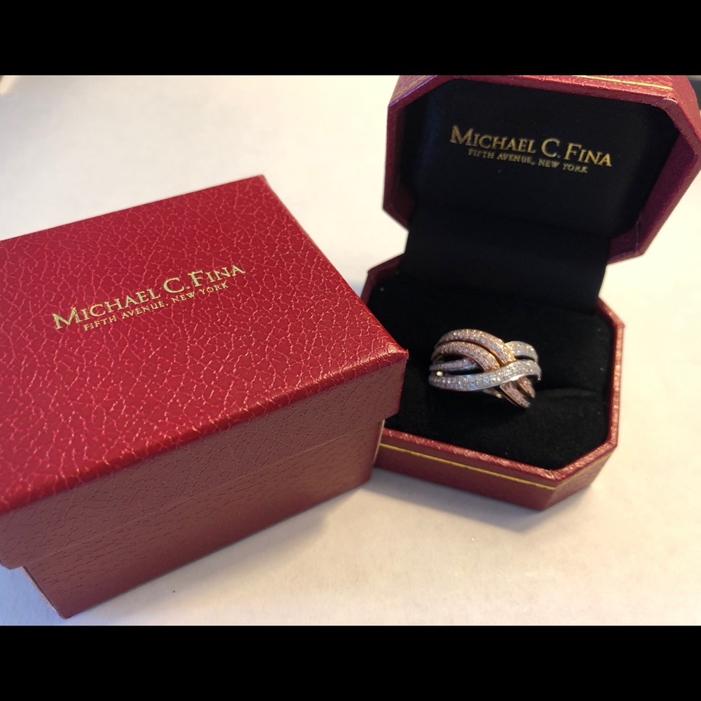 Michael C Fina crisscross diamond ring 7
